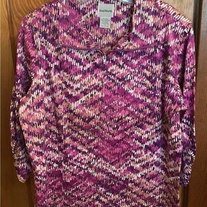 Bon Worth Pink and Purple Patterned Top, Women’s Medium